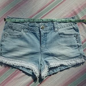 🎈SALE💸💰Crystal Studded Lace Jean Shorty Shorts